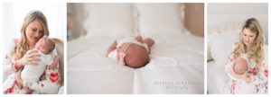 chesapeake family photographer newborn baby girl on bed