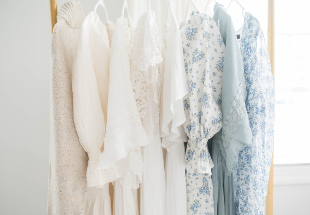 rack of dresses included in the Jessica Jeremiah Photography Client Closet